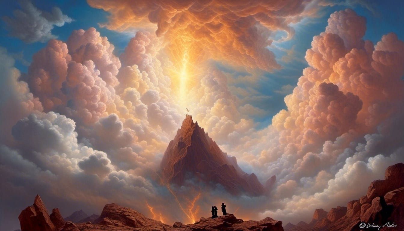 God Descends on Mount Sinai in Dazzling Mist