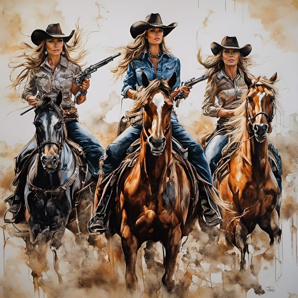 Ranch Cowgirls Pursuing Cattle Rustlers.