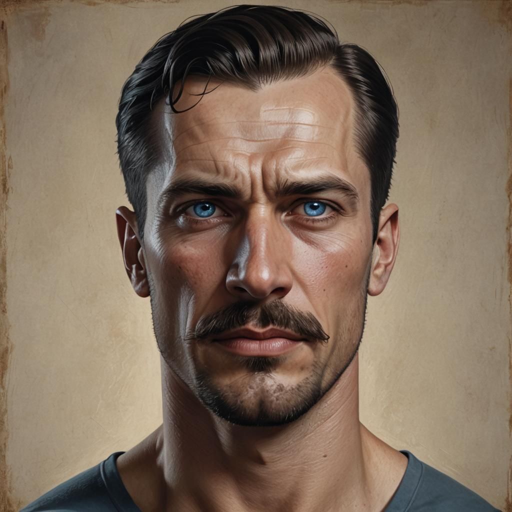 1940s Russian Man Portrait in Hyperrealistic Style
