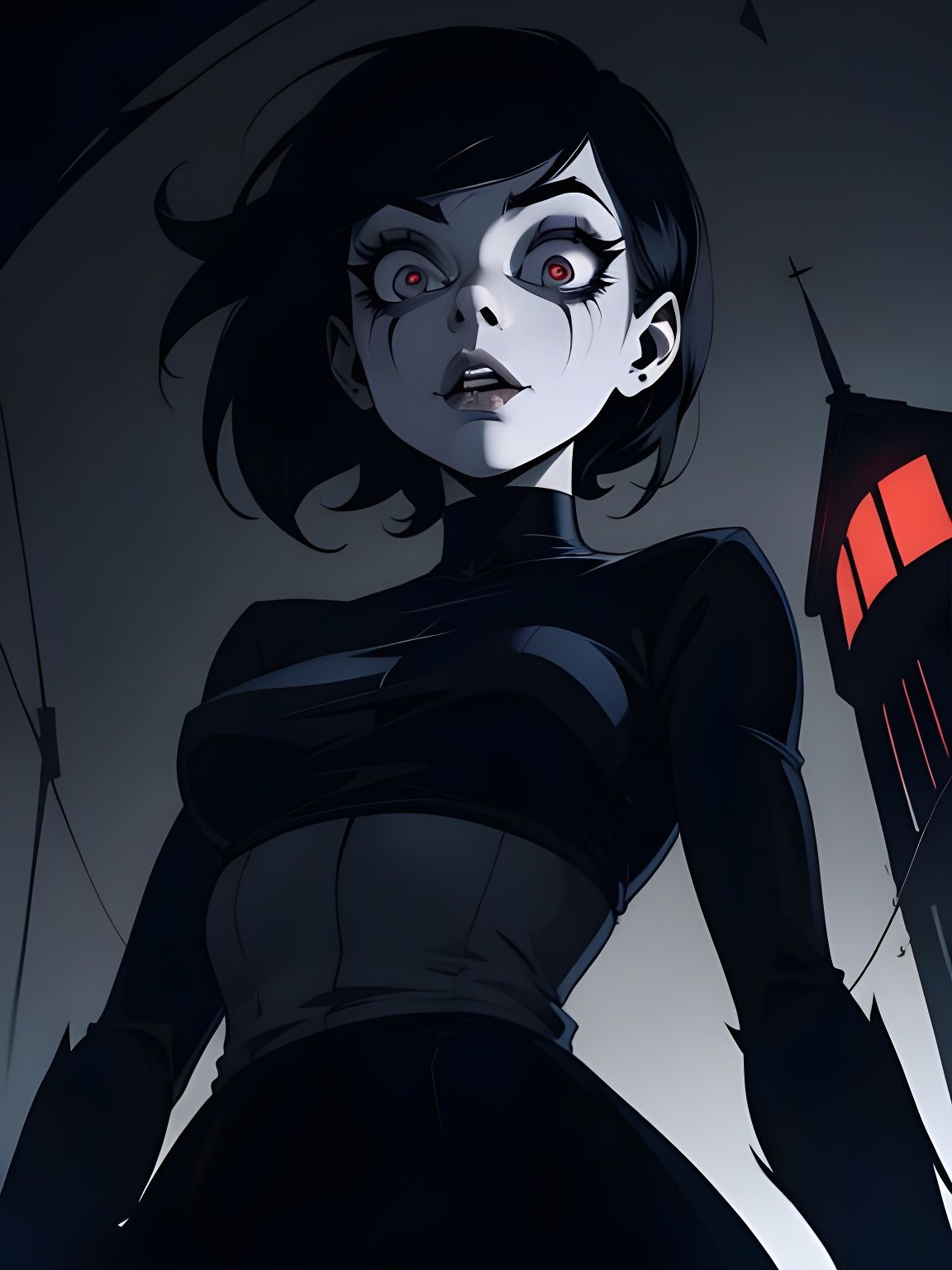 Creepy Girl Illustration in Cartoon Art Style