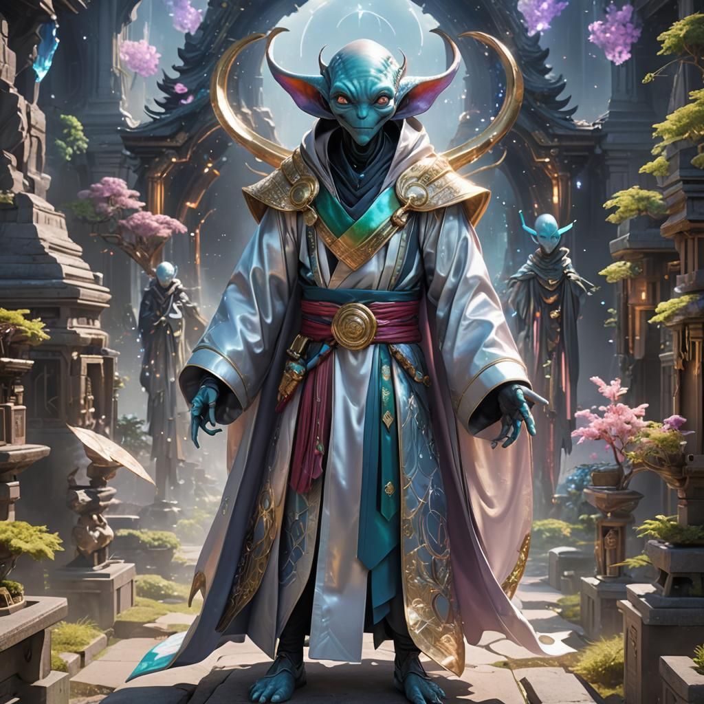 Anime-Style Alien Diplomat in an Alien Landscape