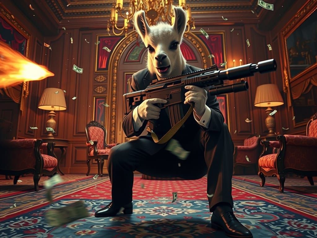 Fierce Furry Alpaca Tony Montana Unleashes Fury in Lavish Ma...