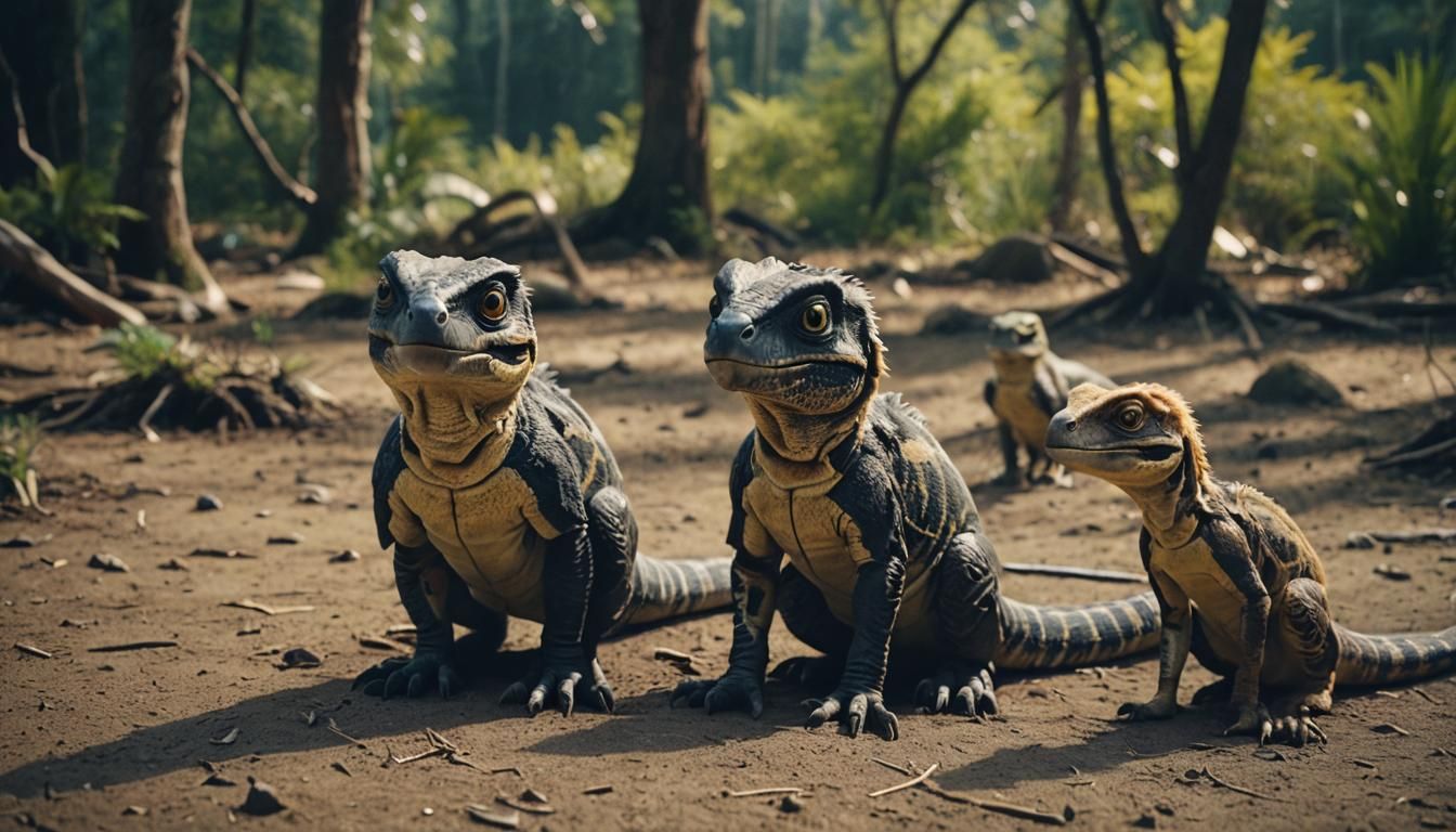 Cute Animals in Cinematic Film Still