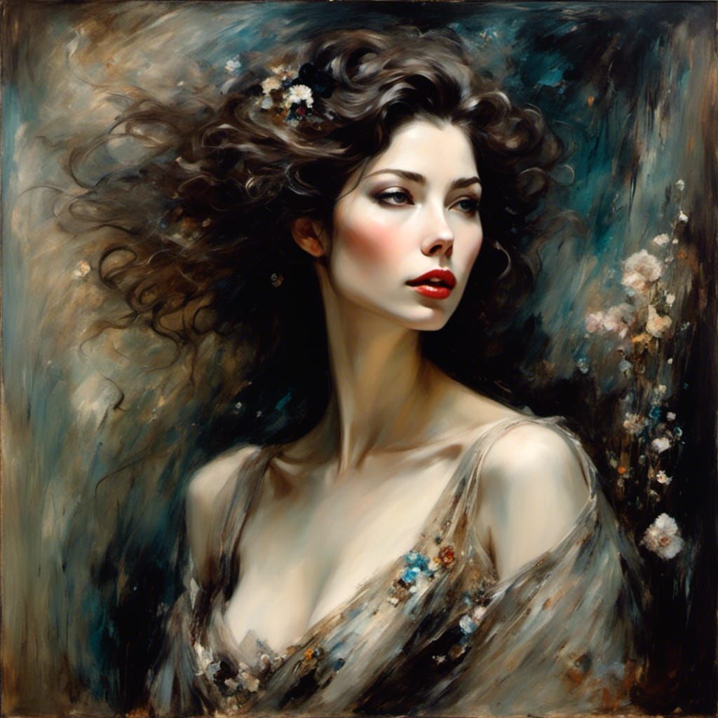 Gothic Portrait of a Woman in Oil Painting Style