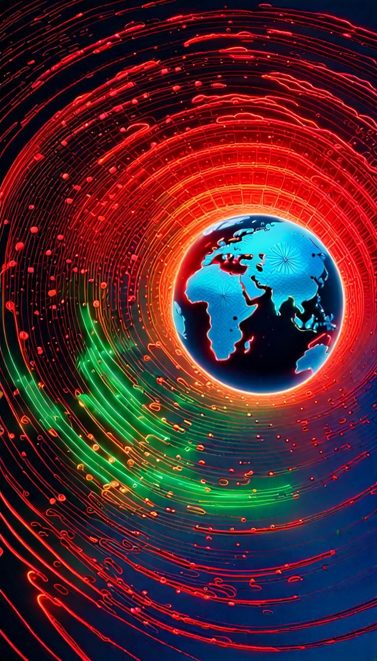 Electromagnetic Interaction: Earth and Sun in Neon 3D