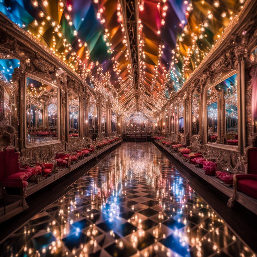 Carnival House of Mirrors with Prism Lights
