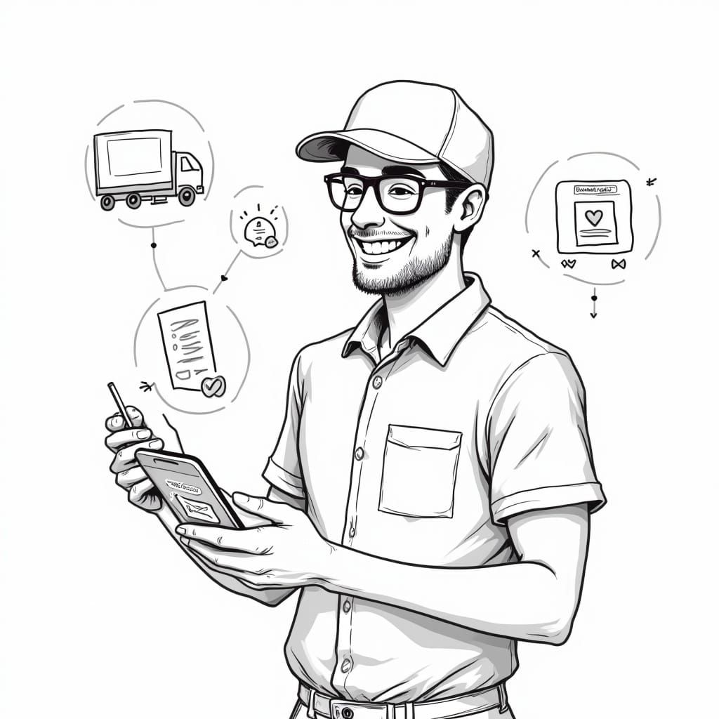 Mobile App Interface Sketch for Small Business Owners