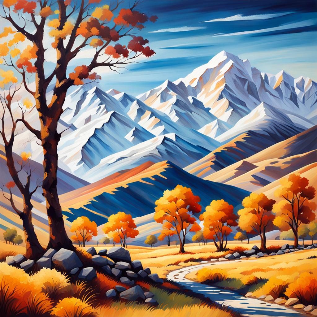 Andes Landscape with Rider, Fox, and Impasto Lighting