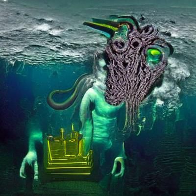 Lovecraftian Dagon Emerges from the Deep
