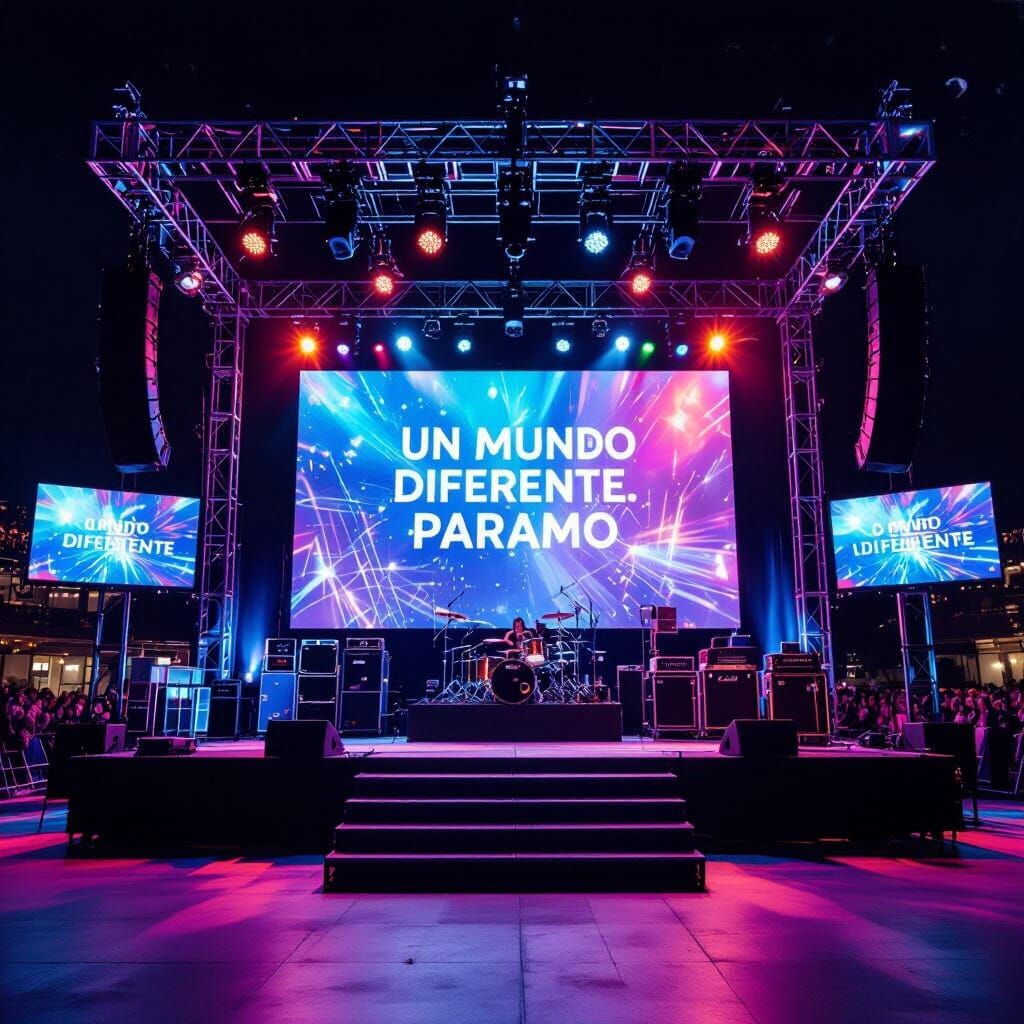 Vibrant Concert Stage Setup with LED Screen and Lighting