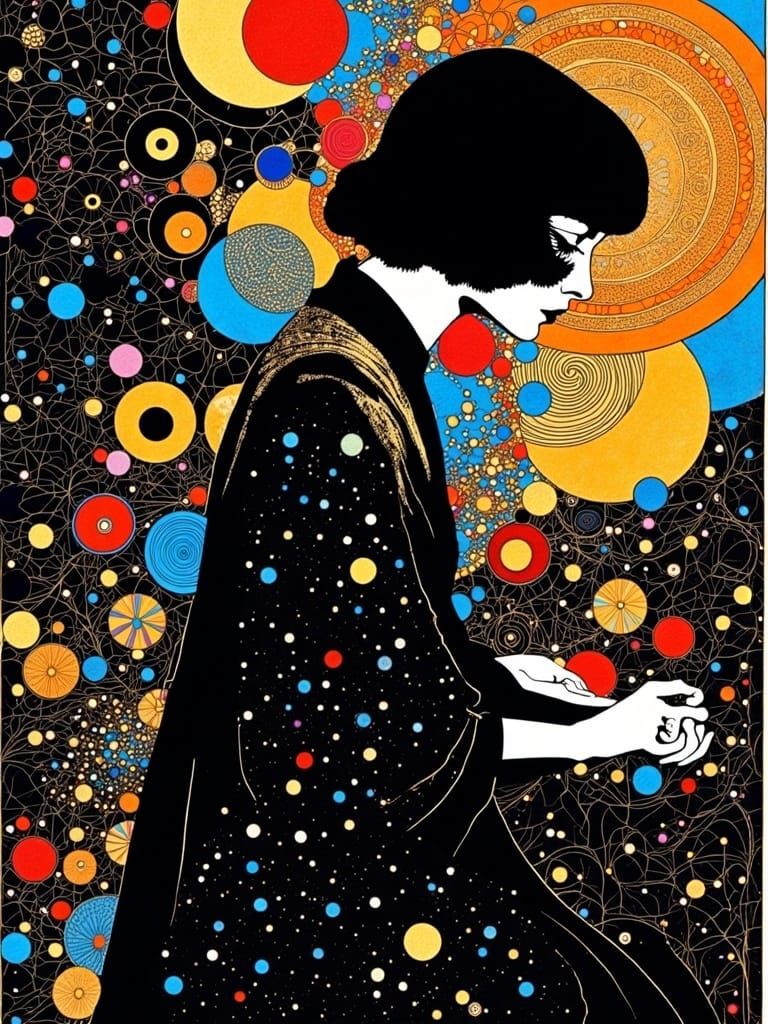 Pop Surrealist Portrait in Klimt Style