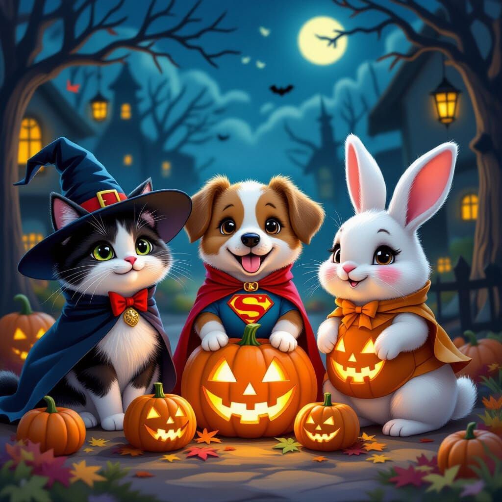 Animals in Whimsical Halloween Costumes