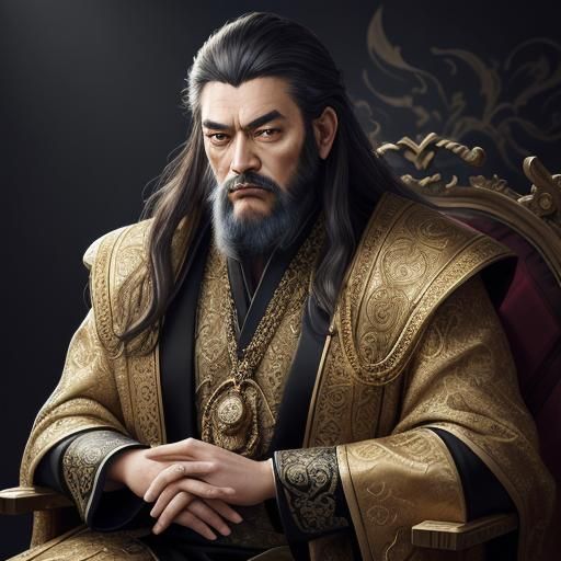 Stern Emperor Portrait with Golden Accents