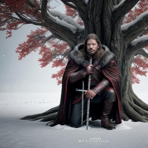Ned Stark Kneeling Before the Heart Tree