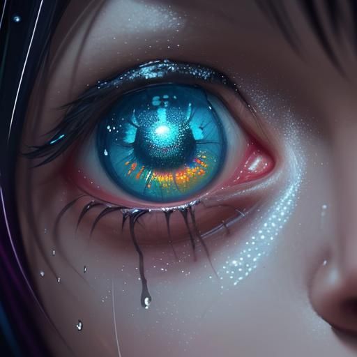 Hyperrealistic Raindrop Close-Up in Splash Art Style