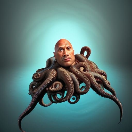 Dwayne Johnson Octopus Head: Pixar Style 3D Art