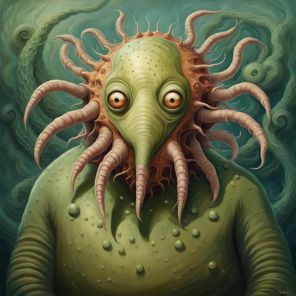 Surreal Mollusk Hybrid Inspired by Bosch and Moebius