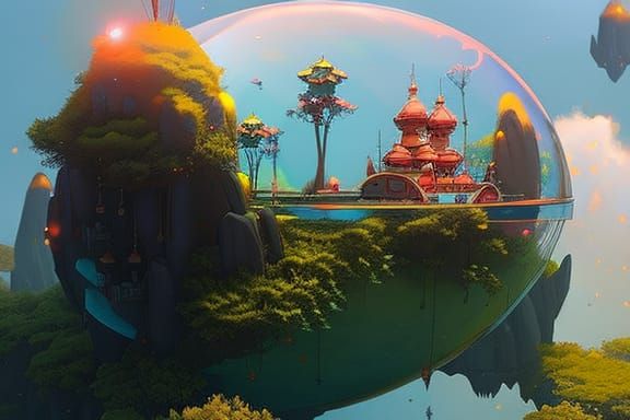 Fantasy Island in a Bubble, Digital Art