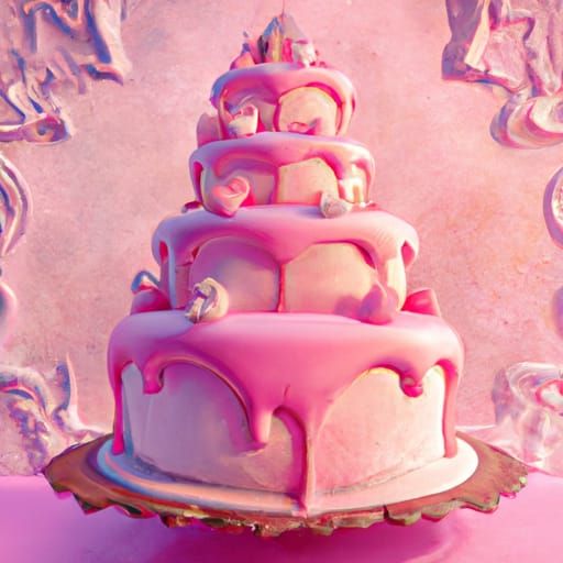 Whimsical pastel pink cake