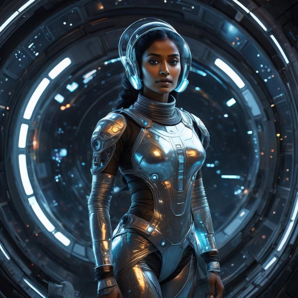 Ethereal Indian Girl in Spacesuit: Digital Matte Painting