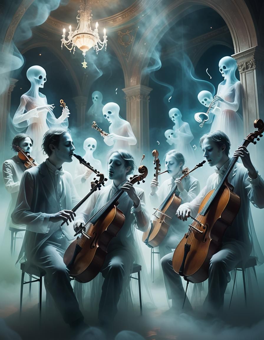 Ethereal Musicians in Misty Concert Hall