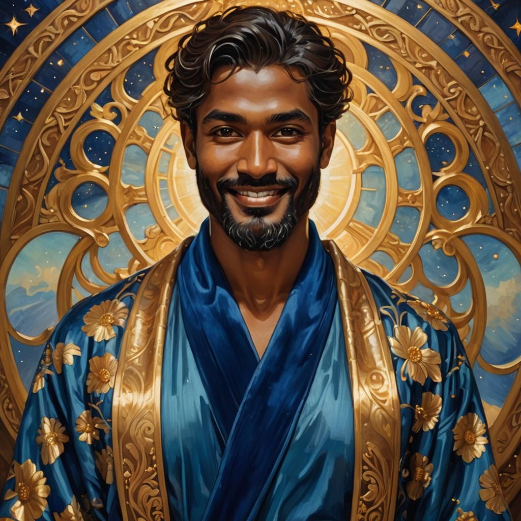Celestial Tamil Man in Art Nouveau Style