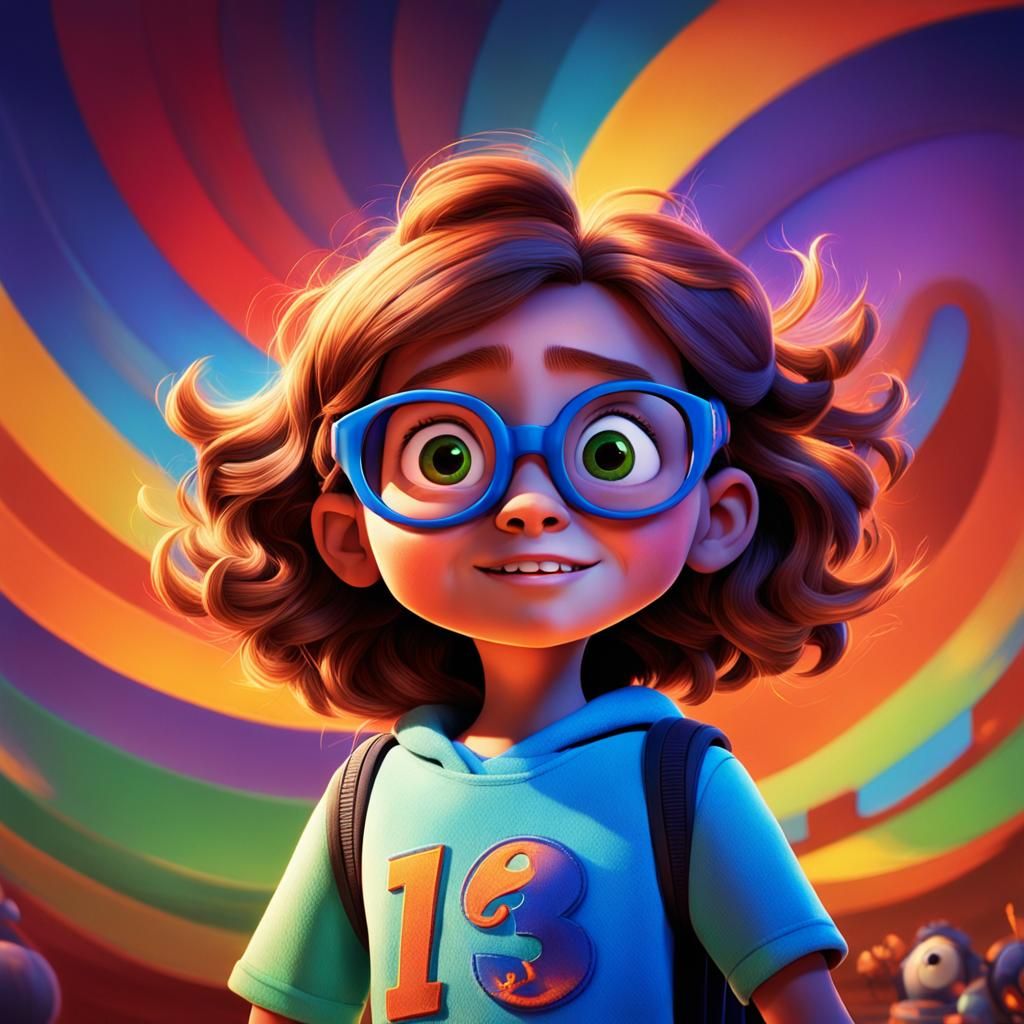 Young Boy Battles Mutant Worm in Vibrant Pixar-Style Scene