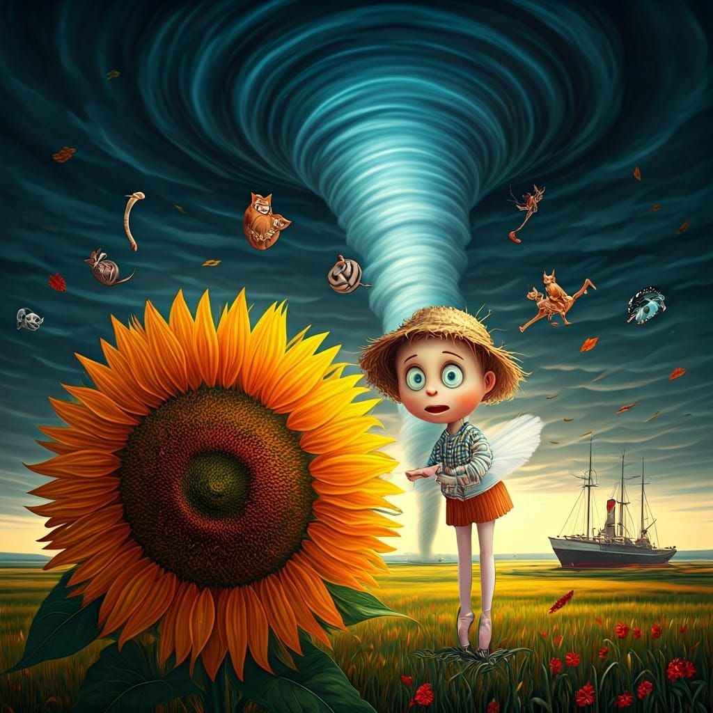 Tornado With Debris in Van Gogh Style