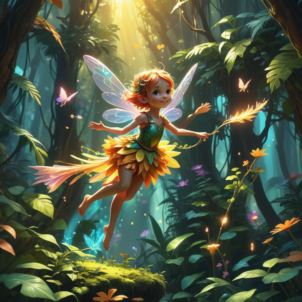 Fairy in Magic Jungle: Hyperdetailed Digital Art