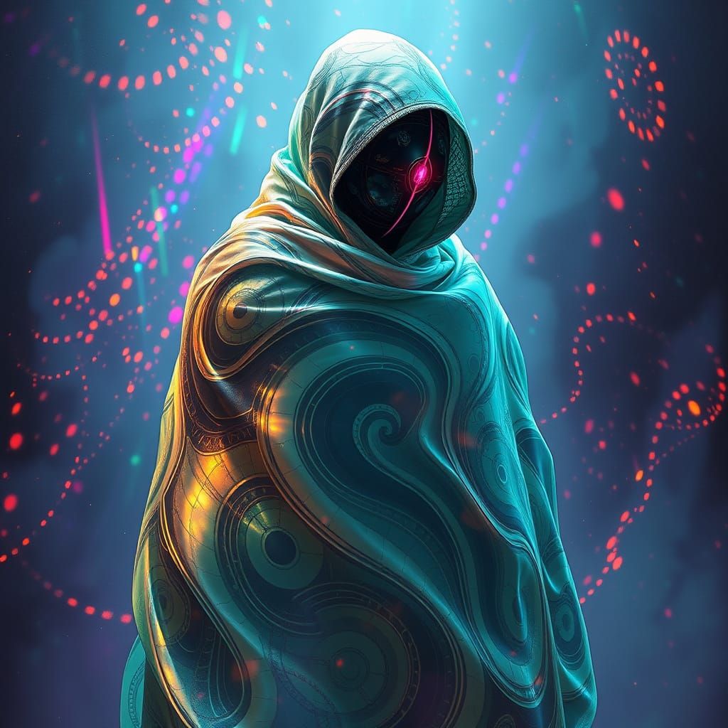 Mysterious Figure in Futuristic Dreamscape