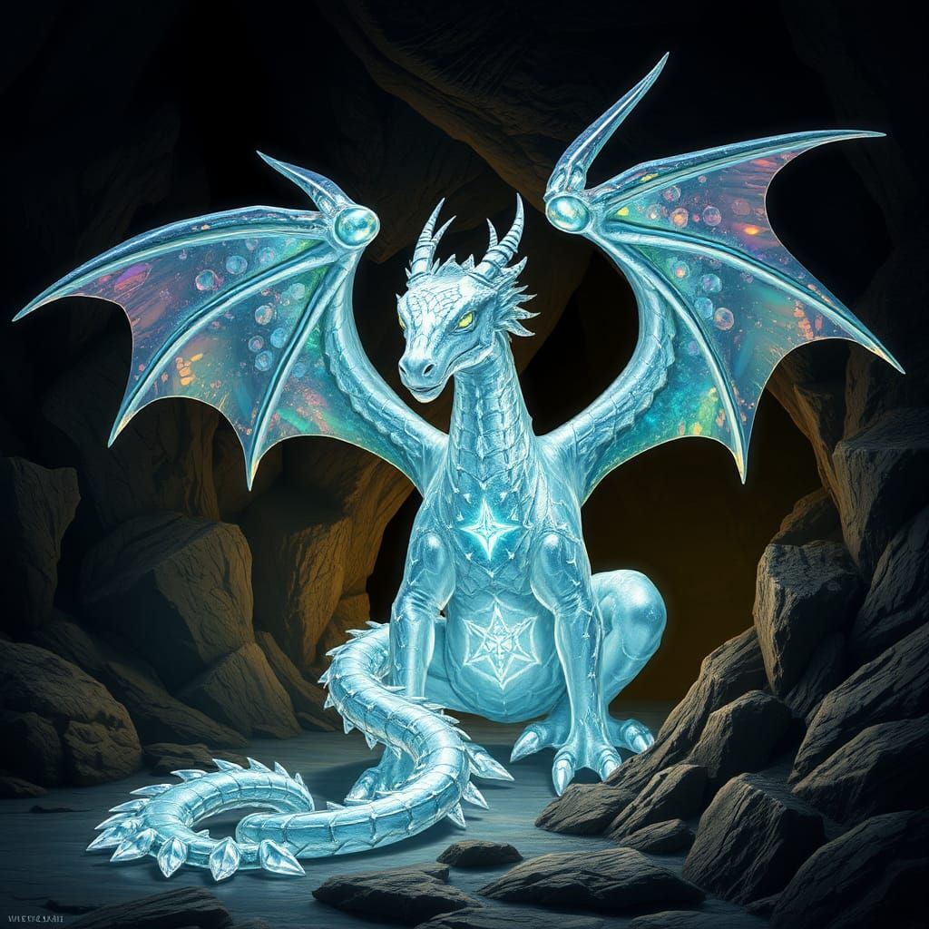 Bismuth Crystal Dragon in Iridescent Lair