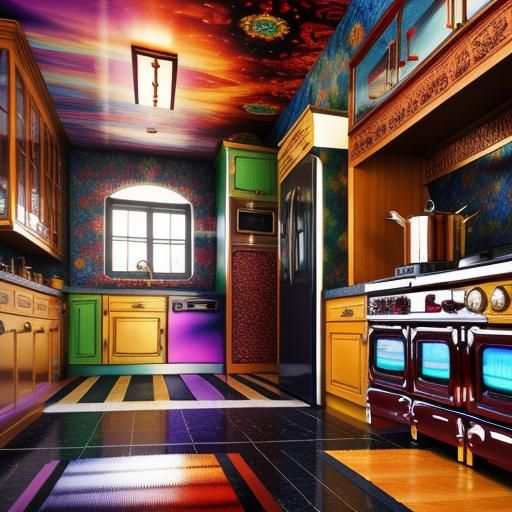 Psychedelic 1930s Kitchen in Surrealist Style