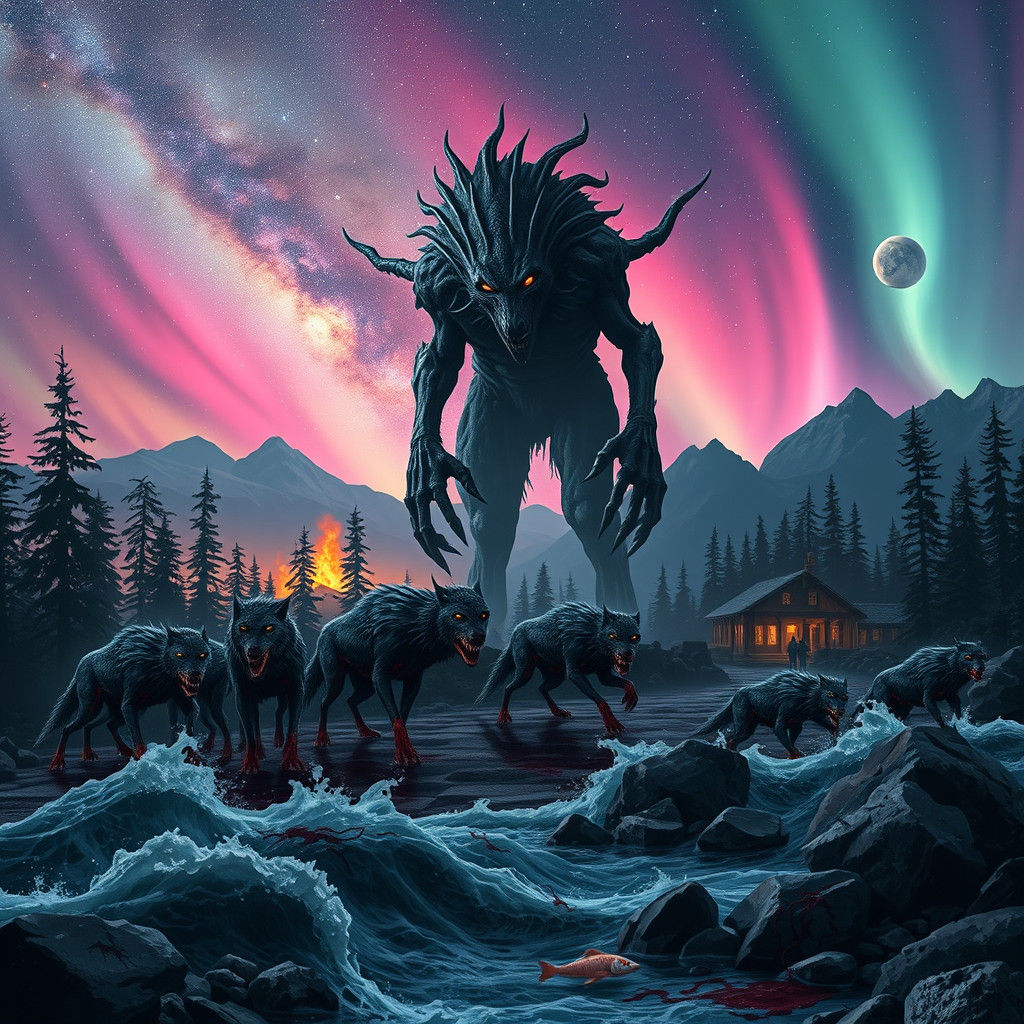 Post-Apocalyptic Horror: Wolves and Monster Under Aurora