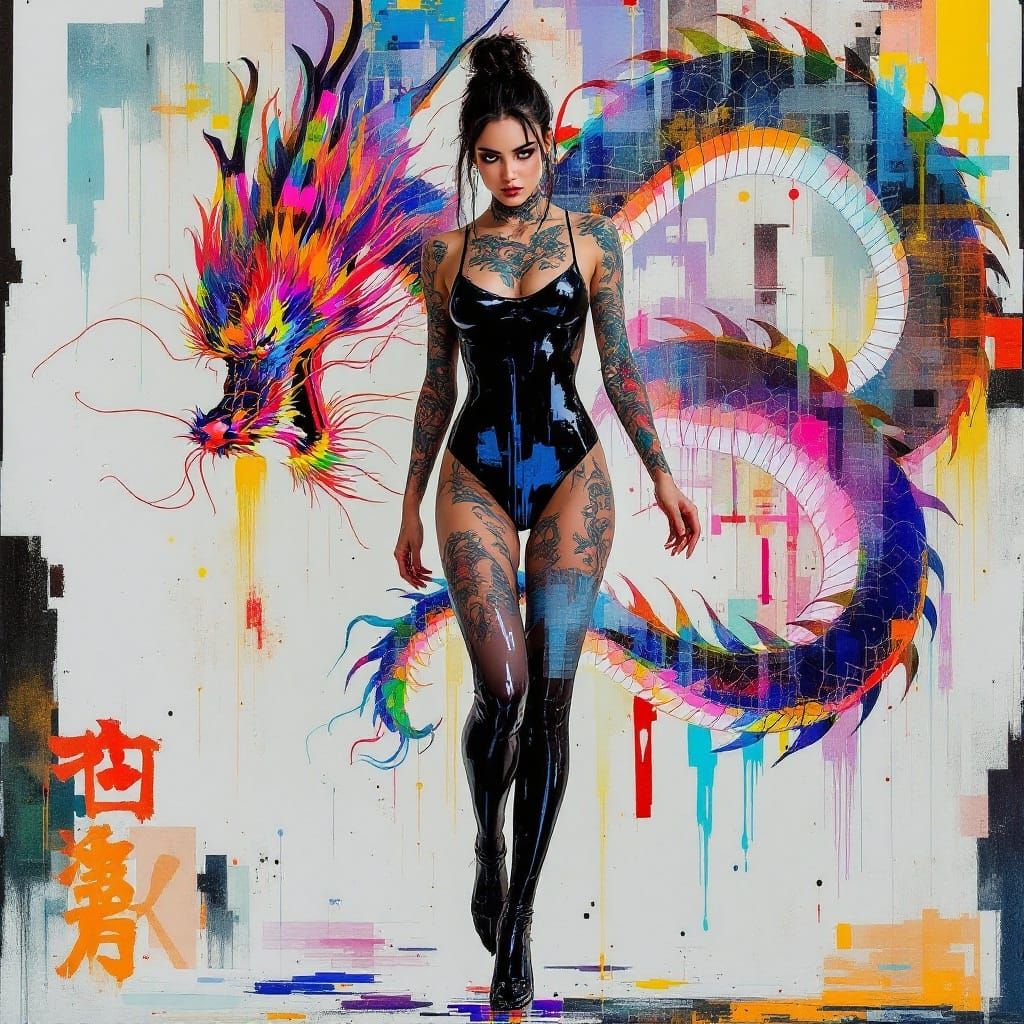 Classical Warrior Goddess in Digital Decay