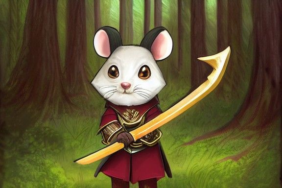Mouse Knight in Forest: Whimsical Fantasy Art