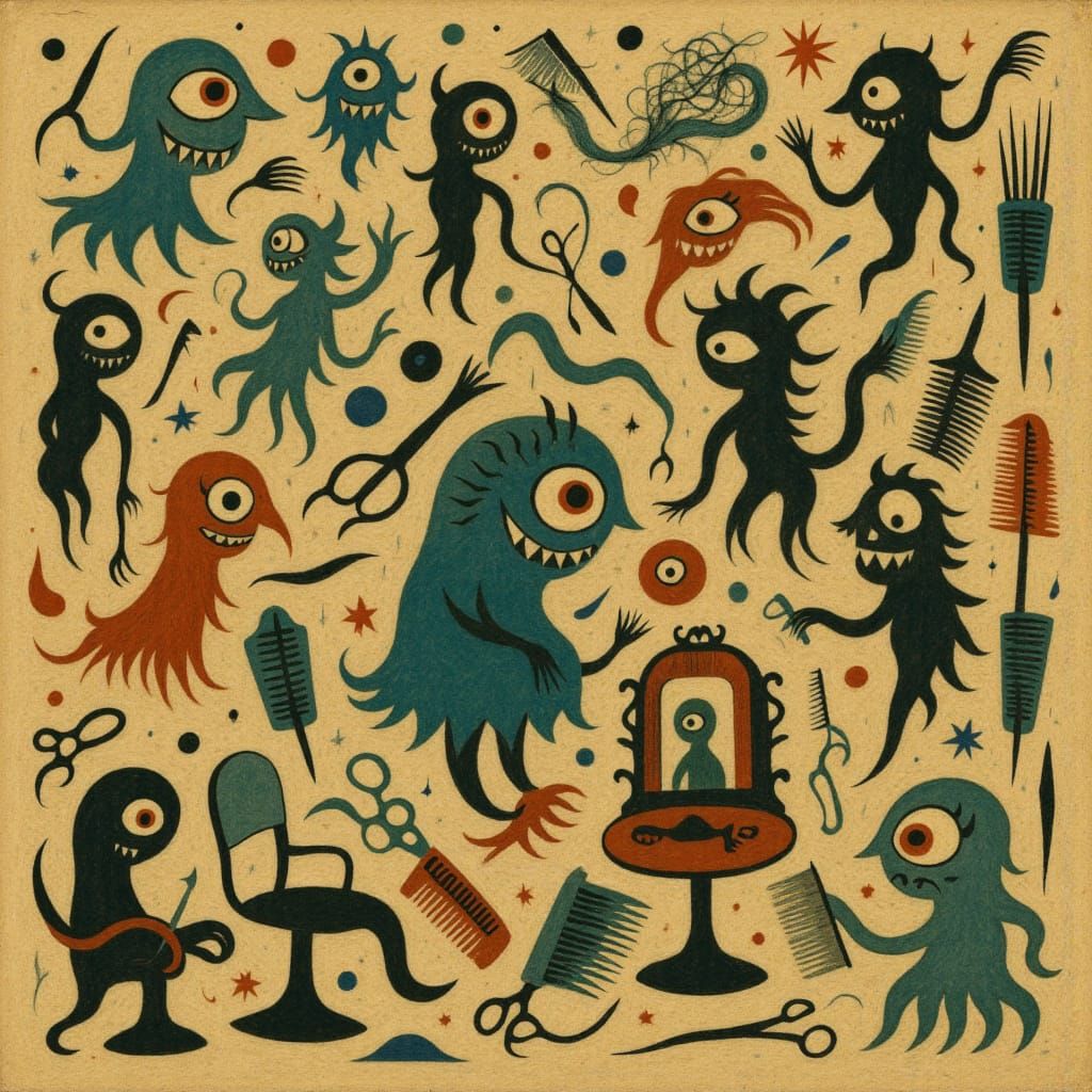 Gothic Vintage Beauty Salon Collage in Paper Cutout Style