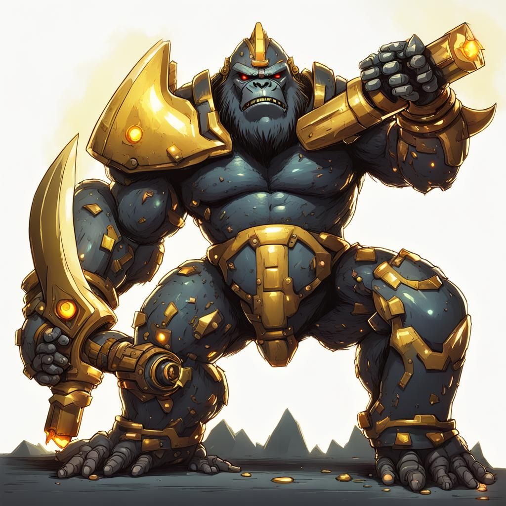 Mecha King Kong with Golden Axe Digital Art