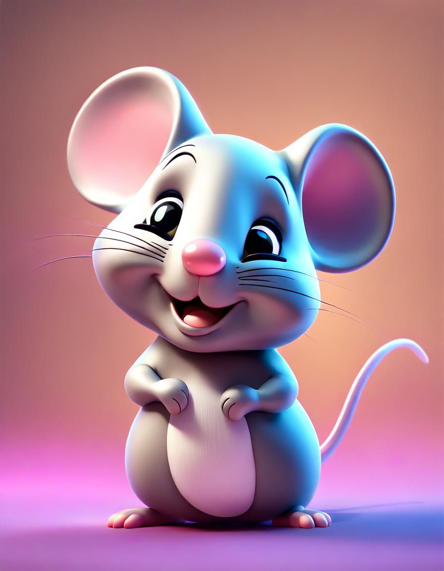 Cute Chibi Mouse with Dazzling Smile in 3D