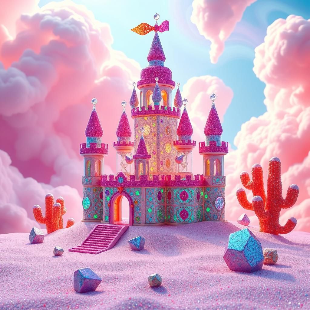 Magical Glass Sandcastle on Candy Cloud Beach