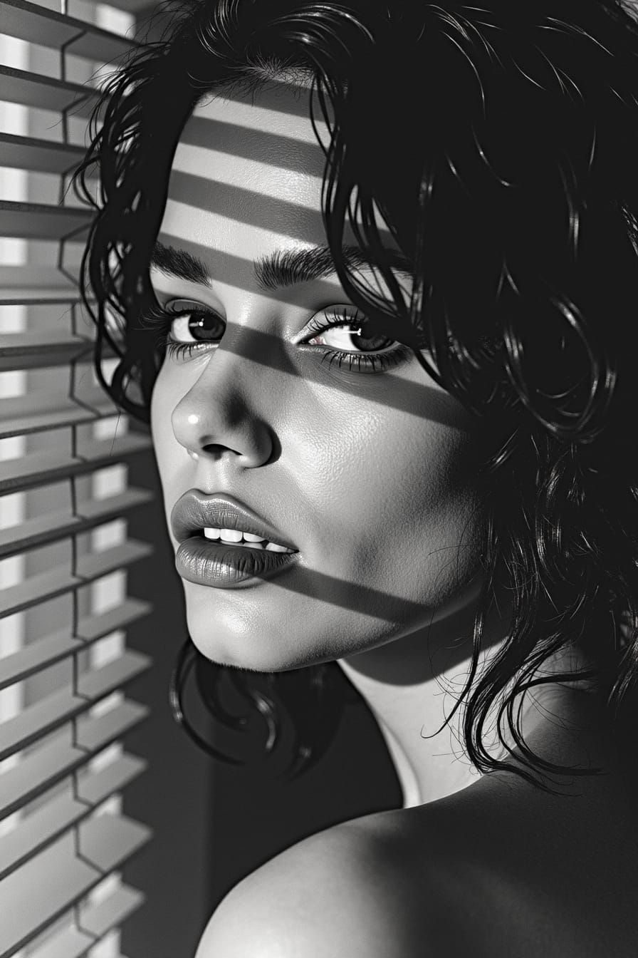 Elegant Pencil Sketch of a Mixed Heritage Model