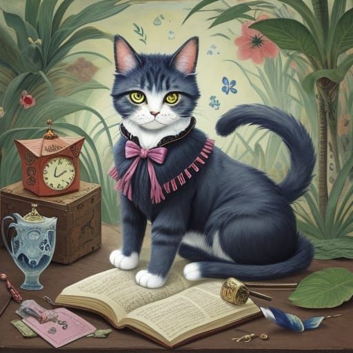 Eccentric Kawaii Cat in Surreal Dreamscape: Art of Matisse a...