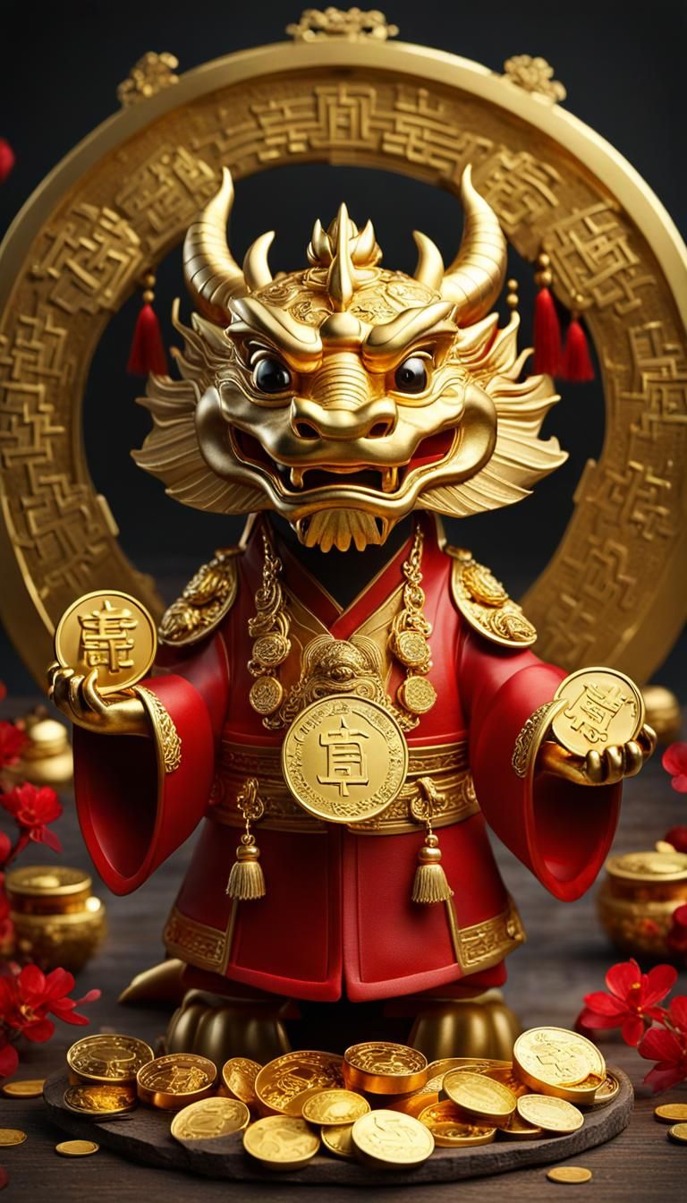 Chinese Dragon God of Wealth blesses all with riches