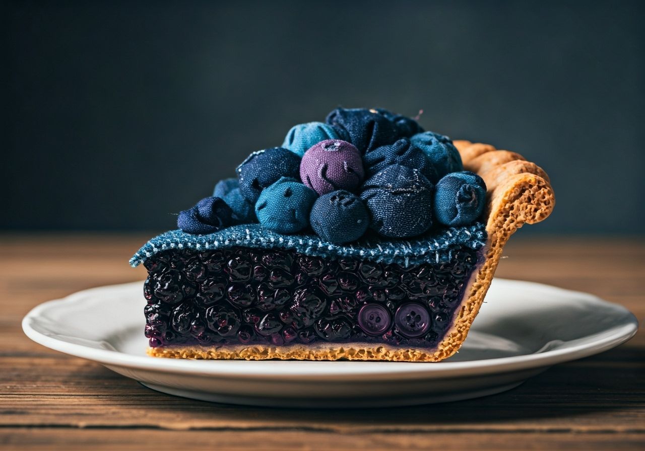 Blueberry Pie as Japanese Boro Textile Sculpture