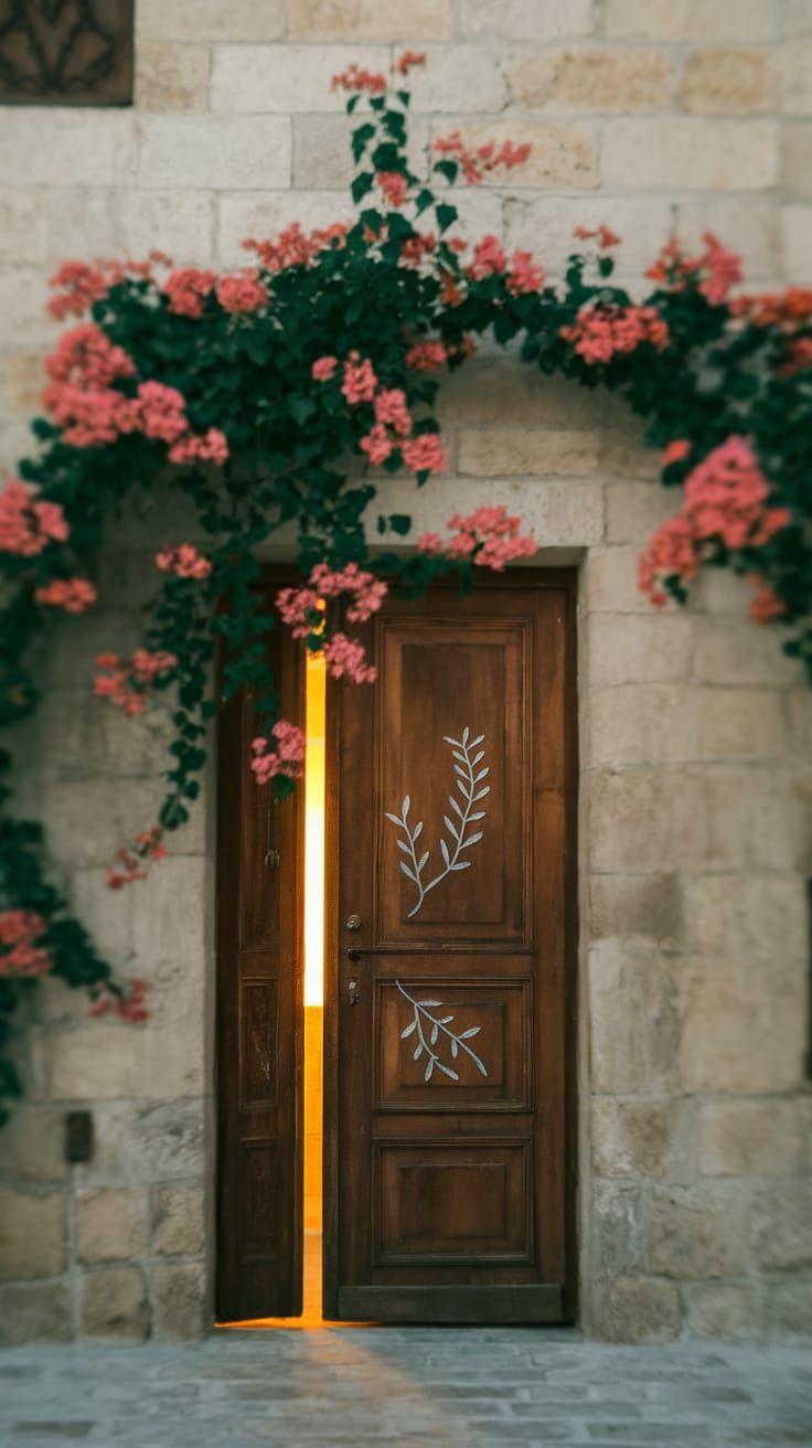 Weathered Wooden Door in Golden Hour Light