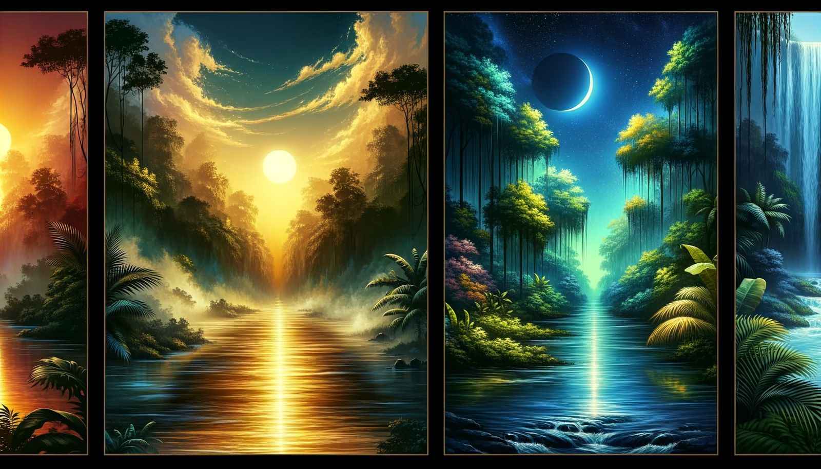Mystic River Triptych Across Realms