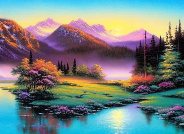 Landscapes inspired by Thomas Kinkade