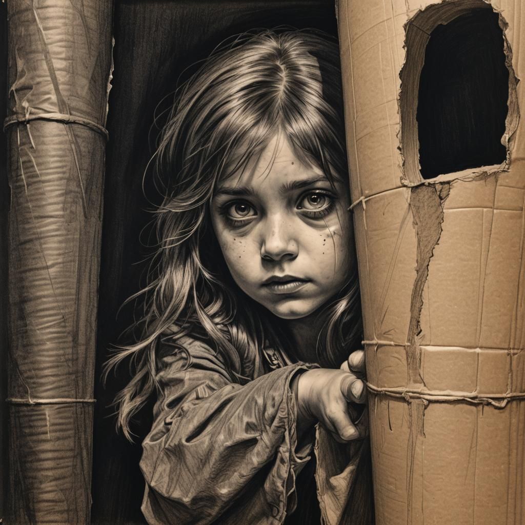 Little Pirate Girl Discovers Secrets in Charcoal Masterpiece