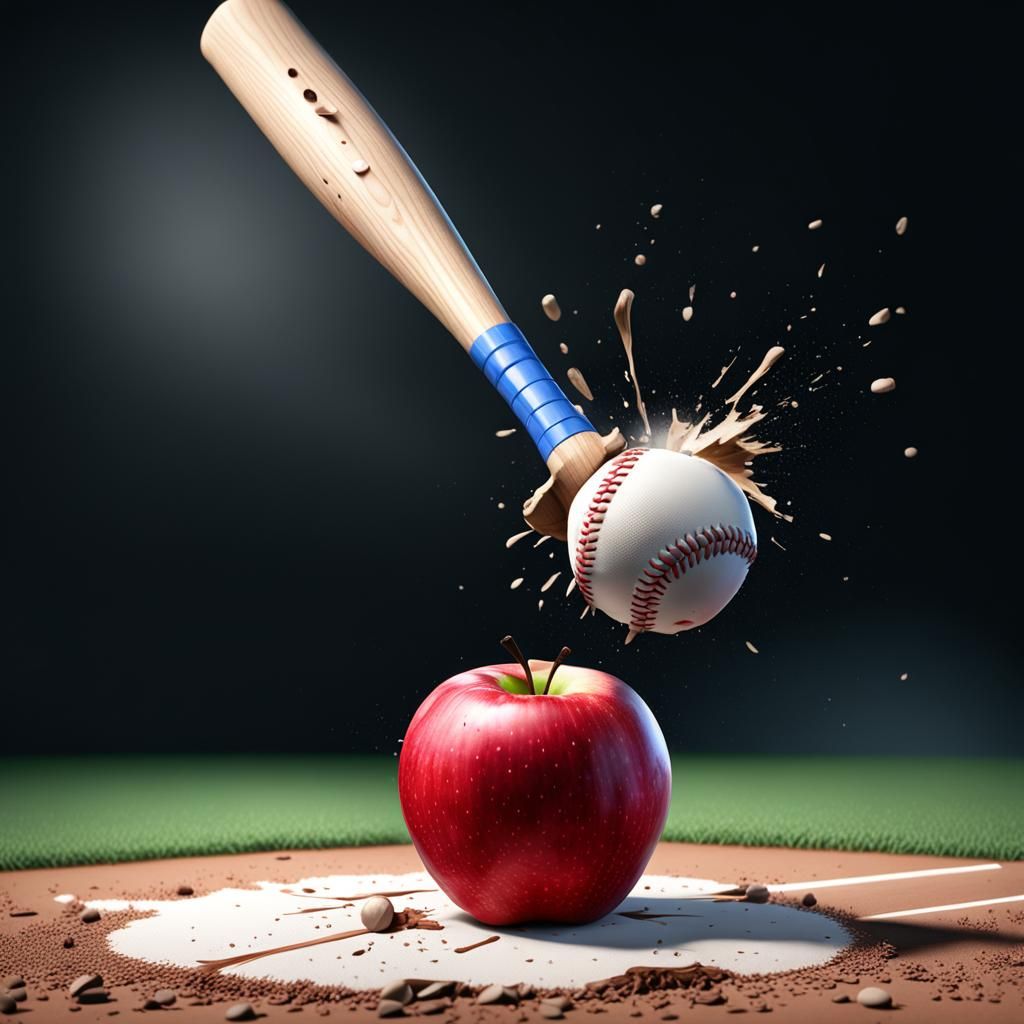 Baseball Bat Hitting an Apple in 8k