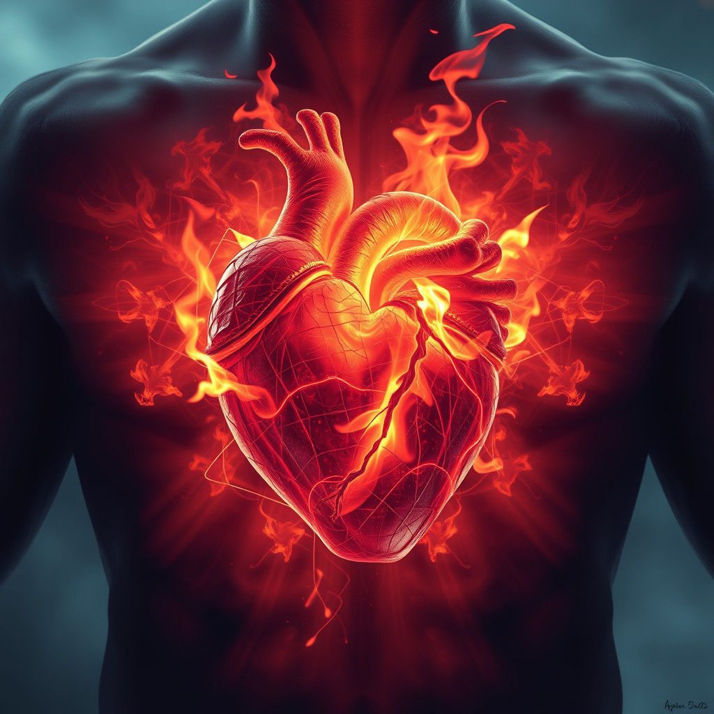 Fiery Heart Inside Human: Digital Painting