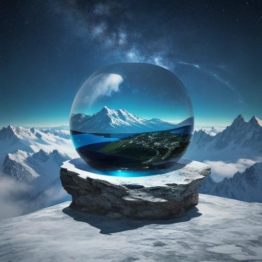 Surreal Fishbowl Atop Mountain Peak